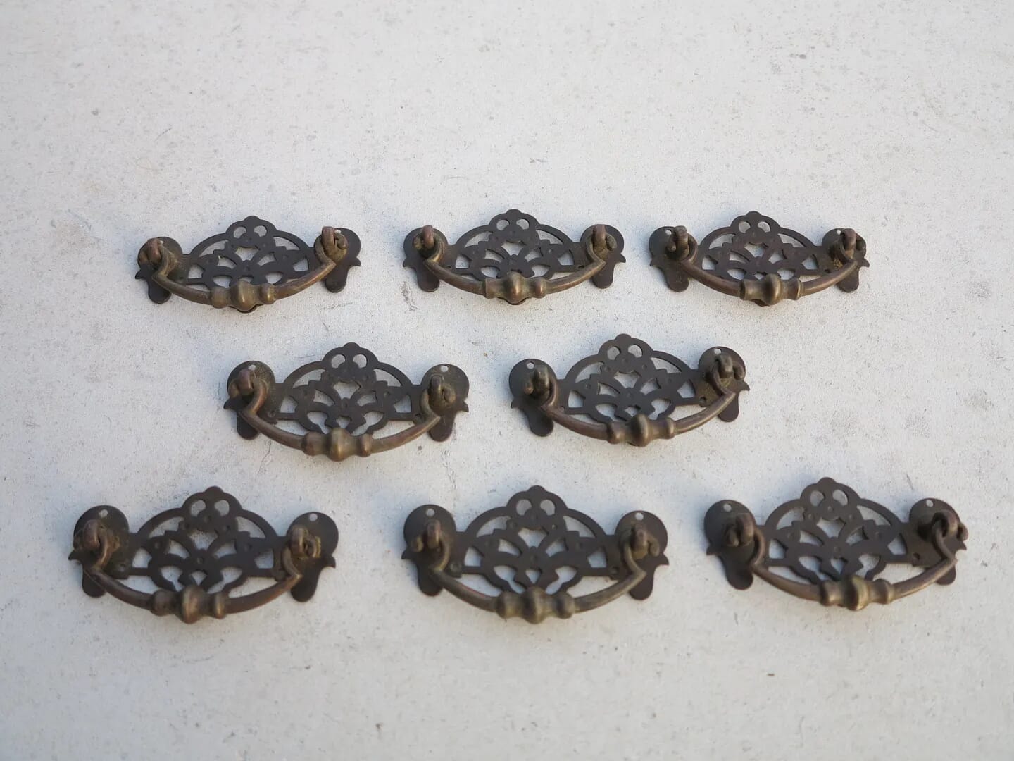Set of 8 Original Brass Decorative Drawer Handles - 7762