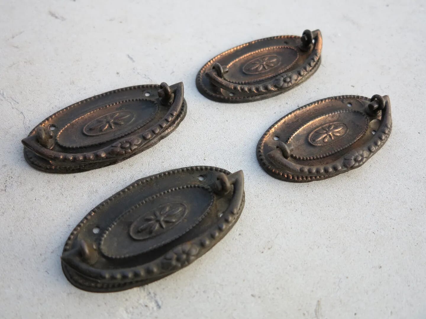 Set of 4 Copper Oval Drawer Handles - 7763