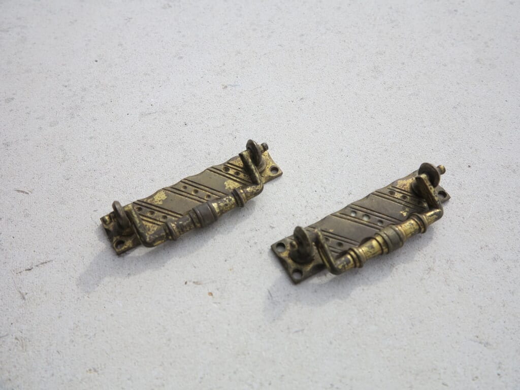 Pair of Brass Rectangle Cupboard & Drawer Handles - 7777