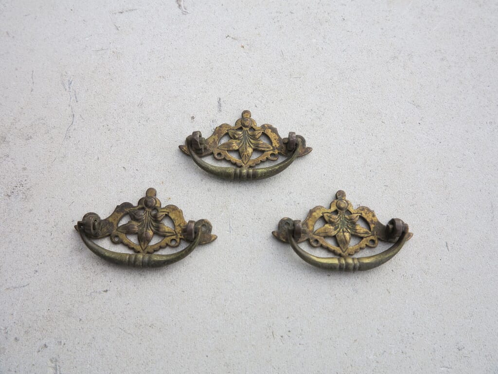 Set of 3 Brass Cupboard & Drawer Handles - 7780