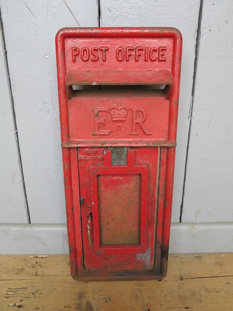 Original Royal Mail Red Post Office ER Post Box Front - 7744