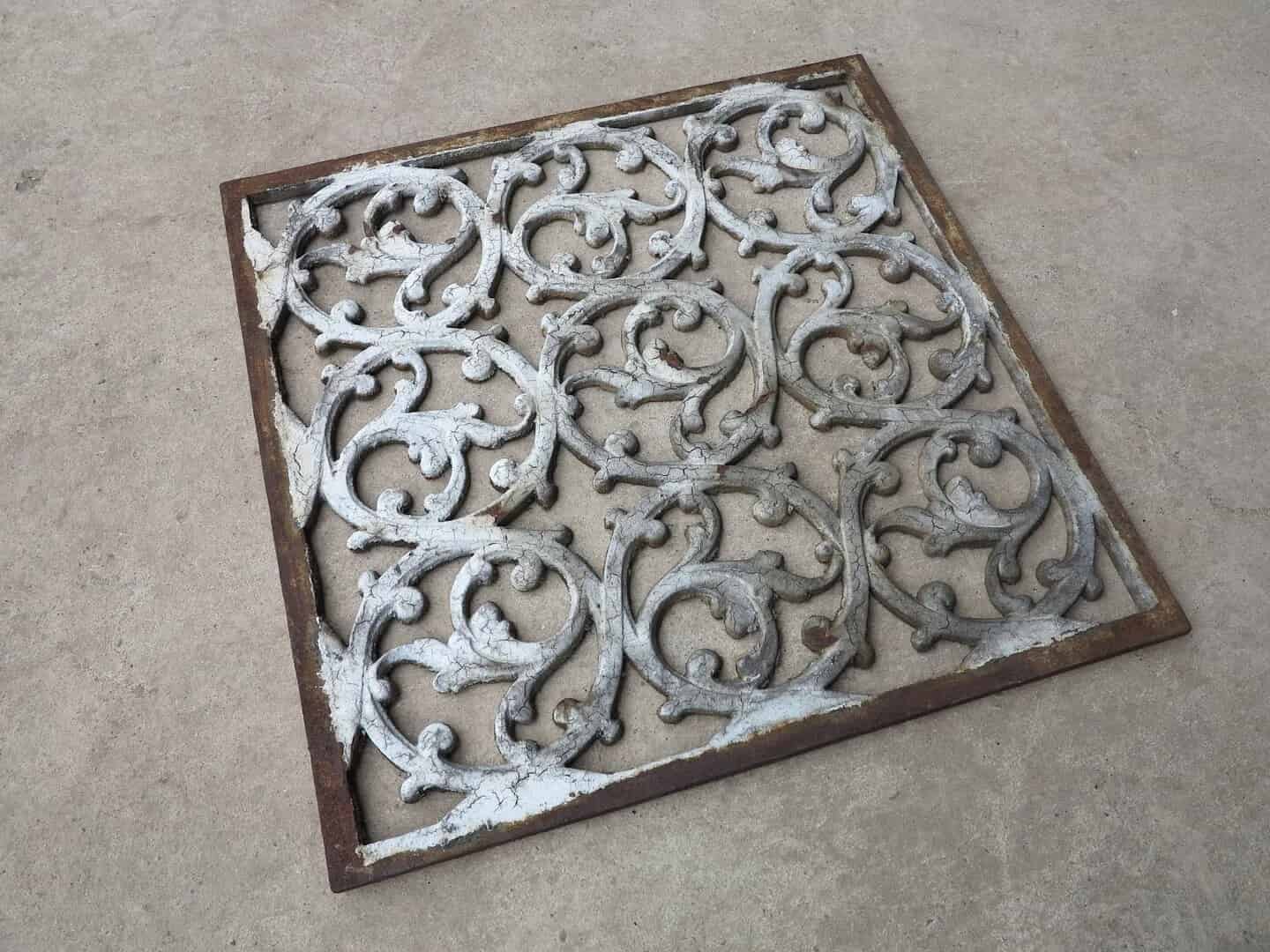 Square Victorian Cast Iron Floor Grille