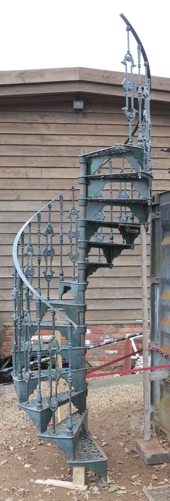 Cast Iron Spiral Staircase With Landing and Balcony Rails - 7793