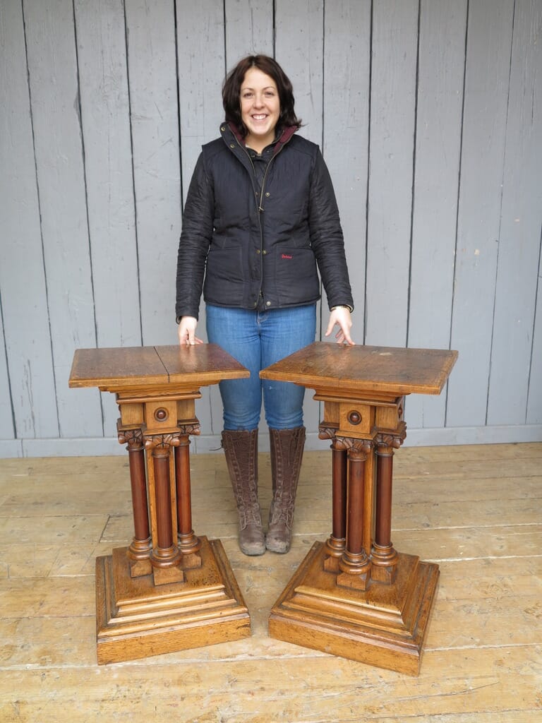 Pair of Antique Oak 4 Column Plinths - 7789