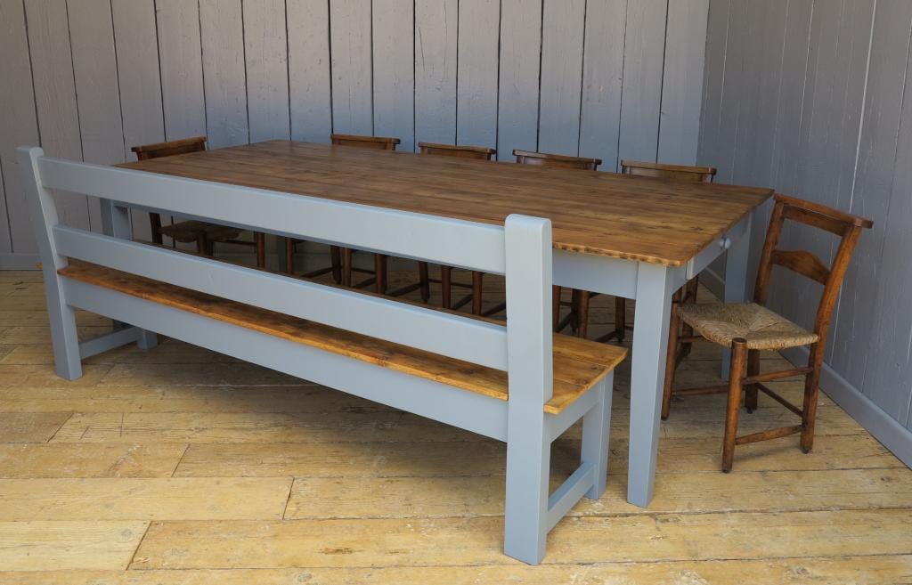Bespoke Reclaimed Floorboard Table and Bench - D1000