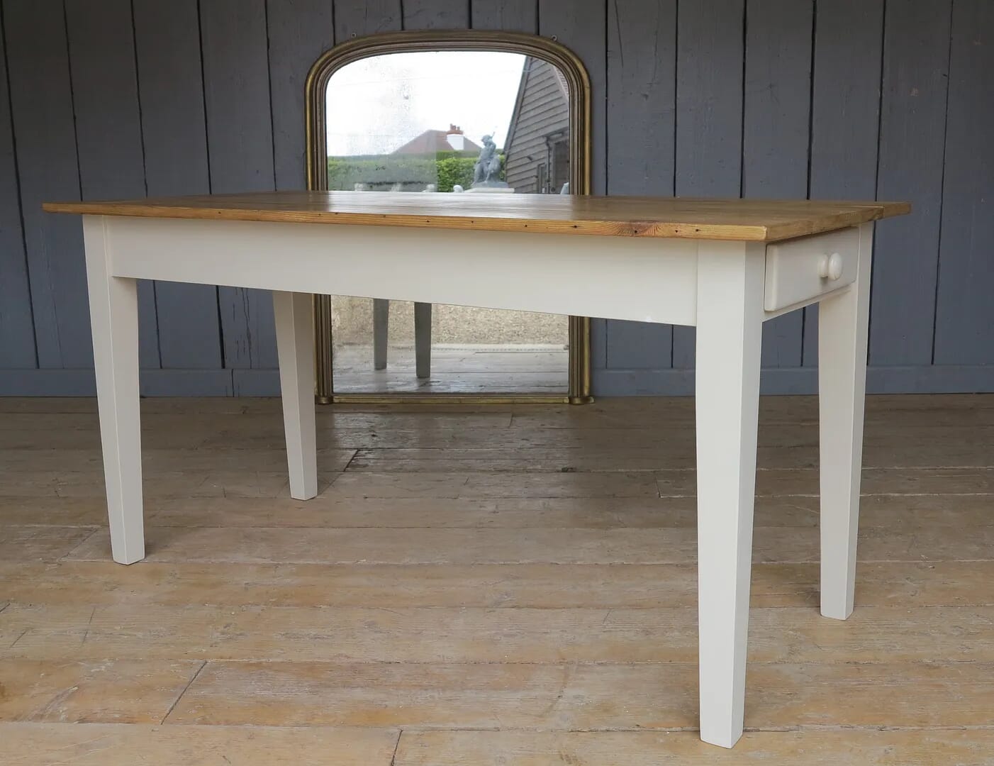 Floorboard Top Kitchen Farmhouse Table With Drawer - 7815