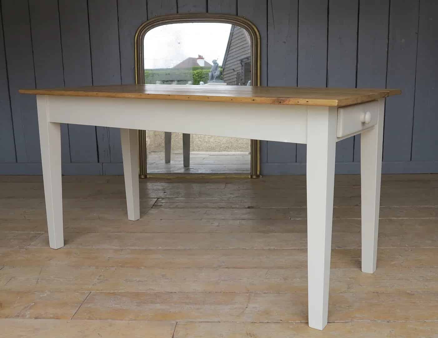 Floorboard Top Kitchen Farmhouse Table With Drawer