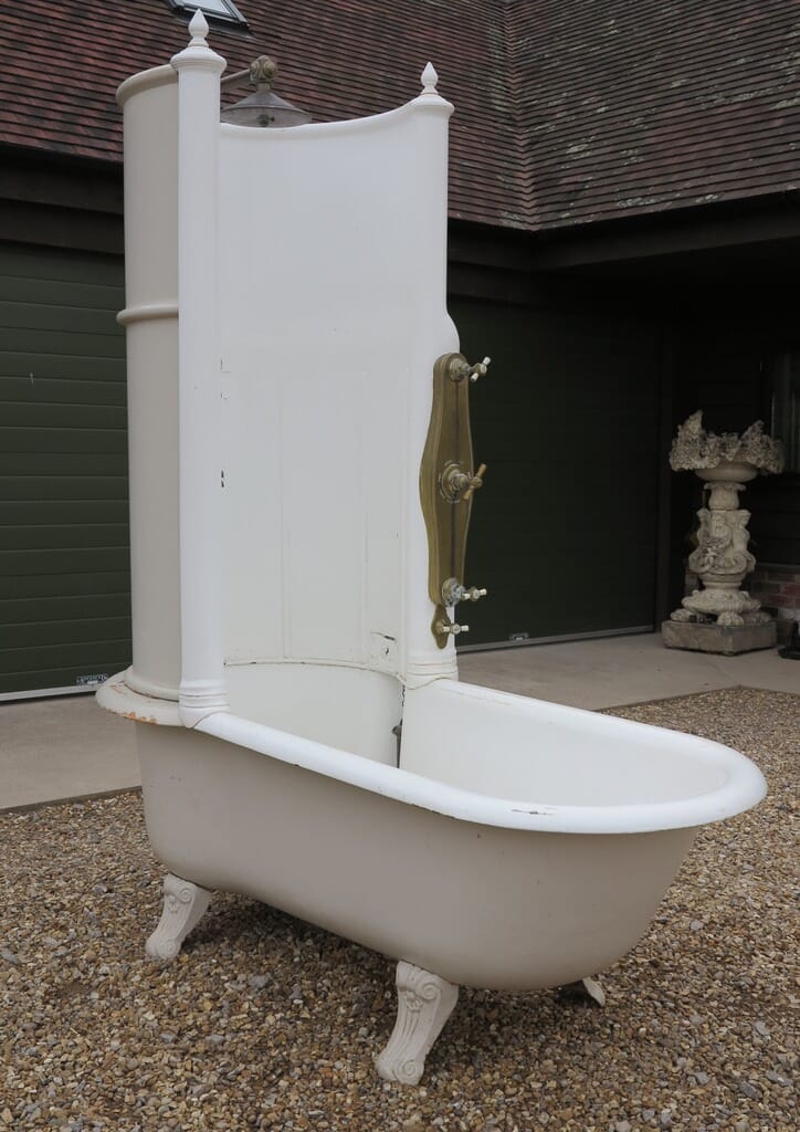 Antique Cast Iron Canopy Shower Bath With Brass Fittings - 7711