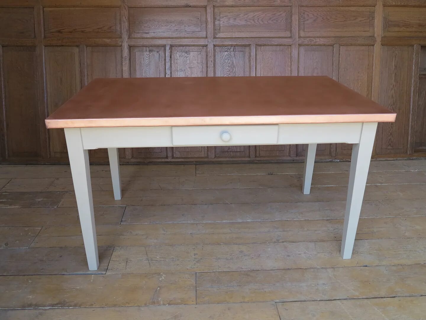 Natural Matt Copper Table With Drawer - 7828A