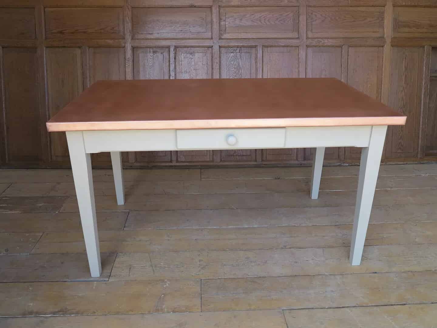 Natural Matt Copper Table With Drawer