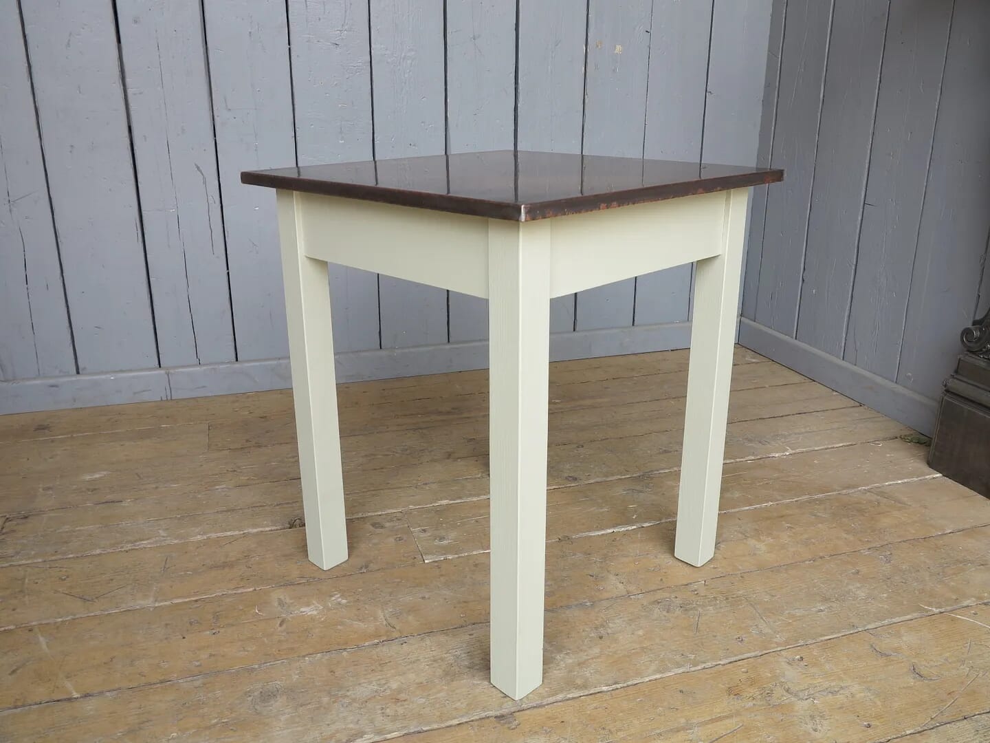 Antiqued Copper Topped Table With Square Legs - 7866