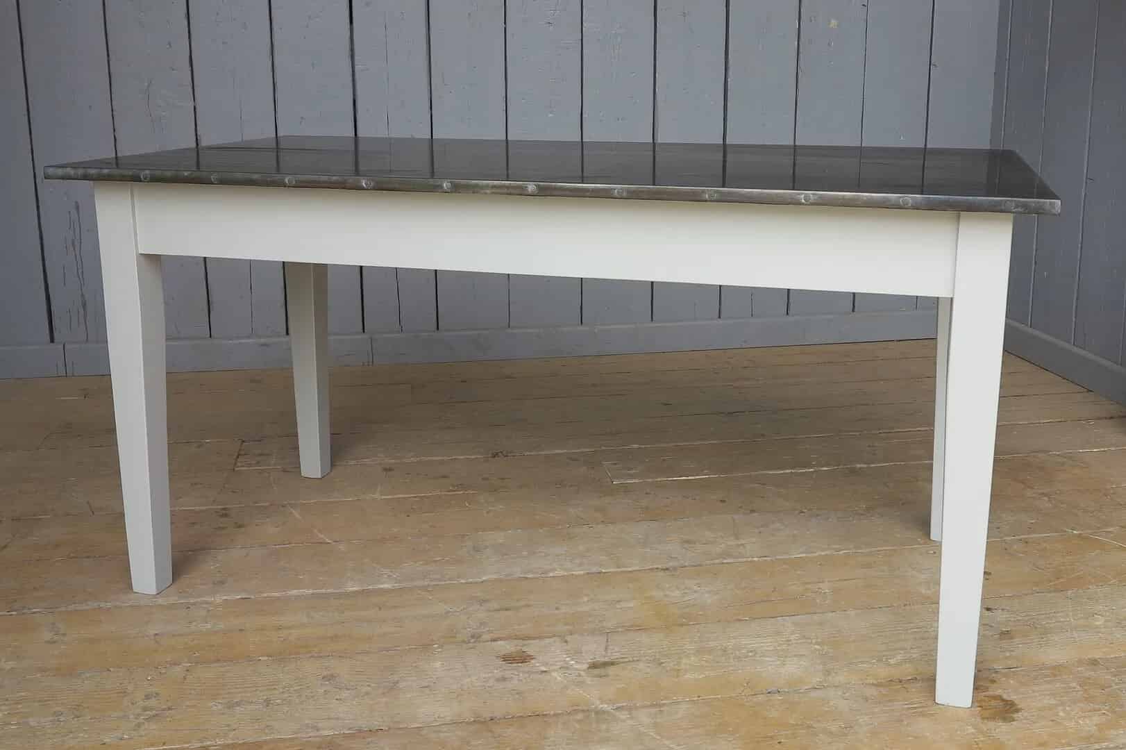 Antiqued Zinc Topped Table With Nail Detailing