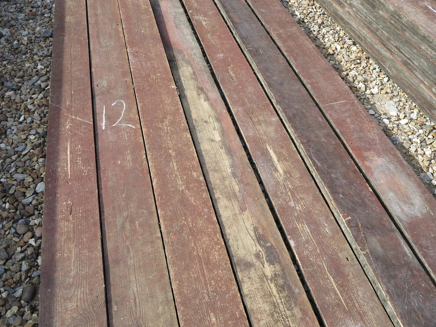 11ft Long Reclaimed Pine Square Edged Floorboards - 7858