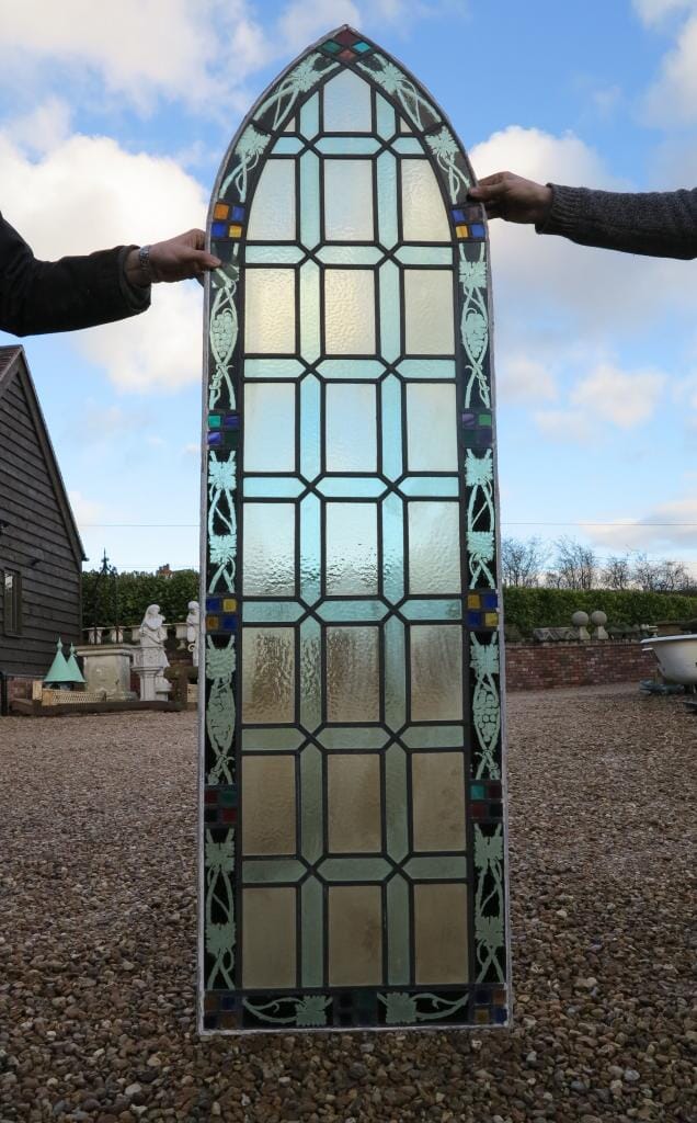 Antique Victorian Stained Glass Gothic Arch - 7189A