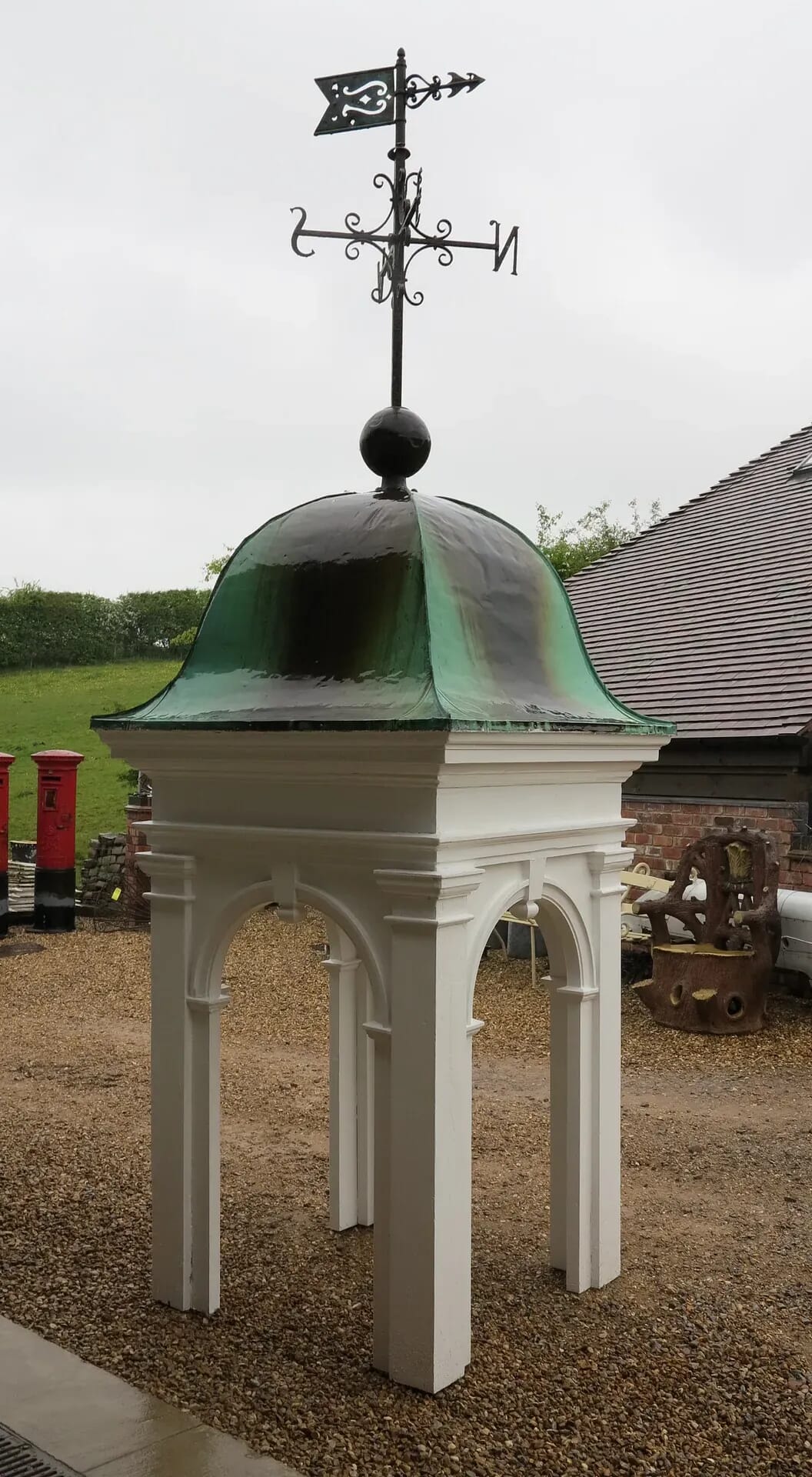Large Antique Copper Top Cupola With Weathervane - 7676
