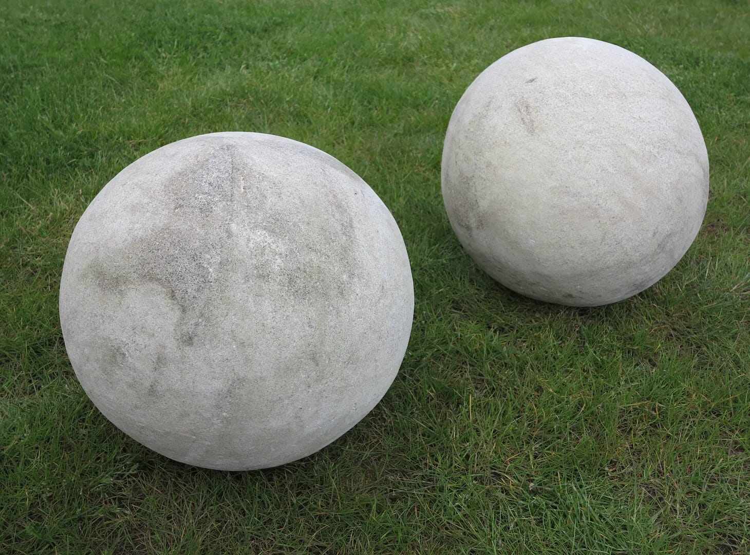 Pair of Hand Carved Solid Stone Balls - D1006