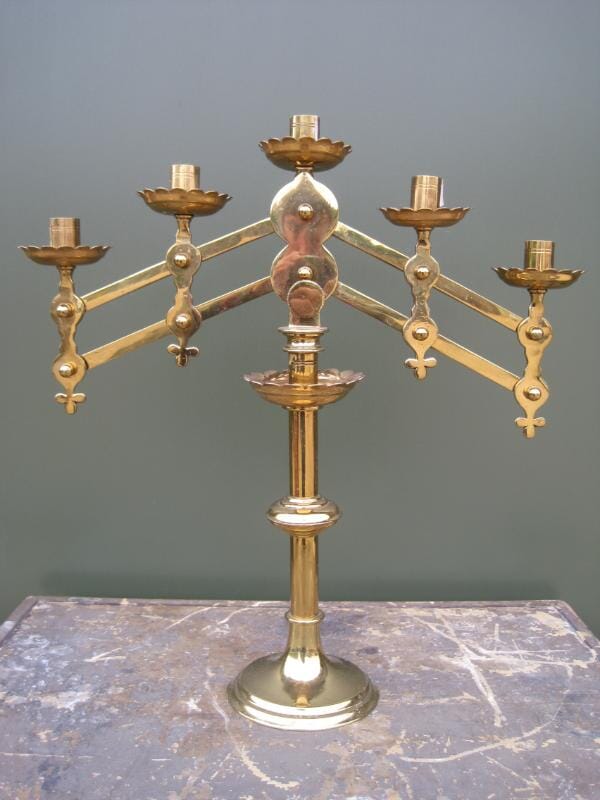 An Antique Solid Brass Benedictine Candleabra - 5236