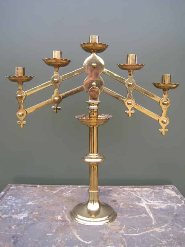 An Antique Solid Brass Benedictine Candleabra