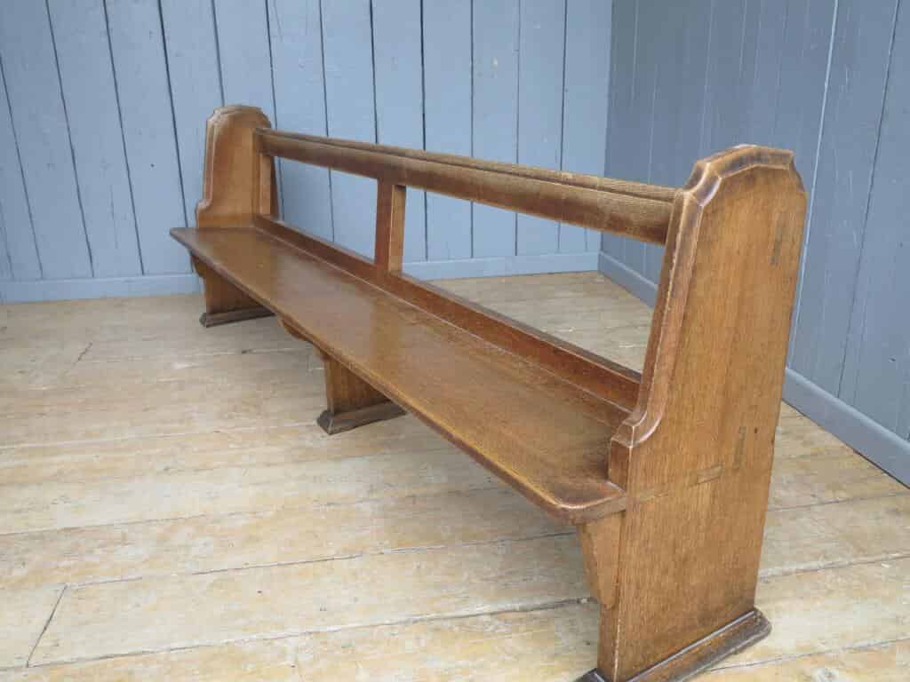 Antique Solid Oak Church Pew