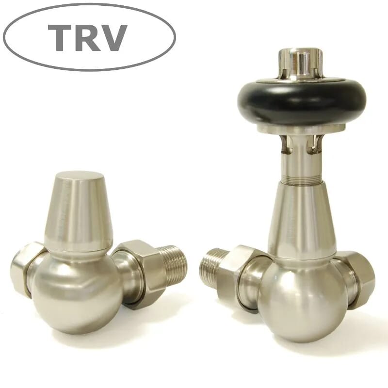 Faringdon Corner Radiator Valves Satin Nickel Finish - Farsncort