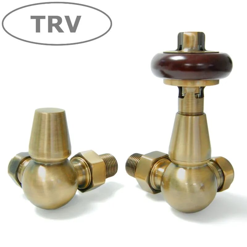 Faringdon Corner Radiator Valves Antique Brass Finish - Farabcort
