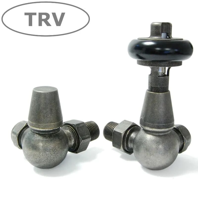 Faringdon Corner Radiator Valves Pewter Finish - Farpwcort