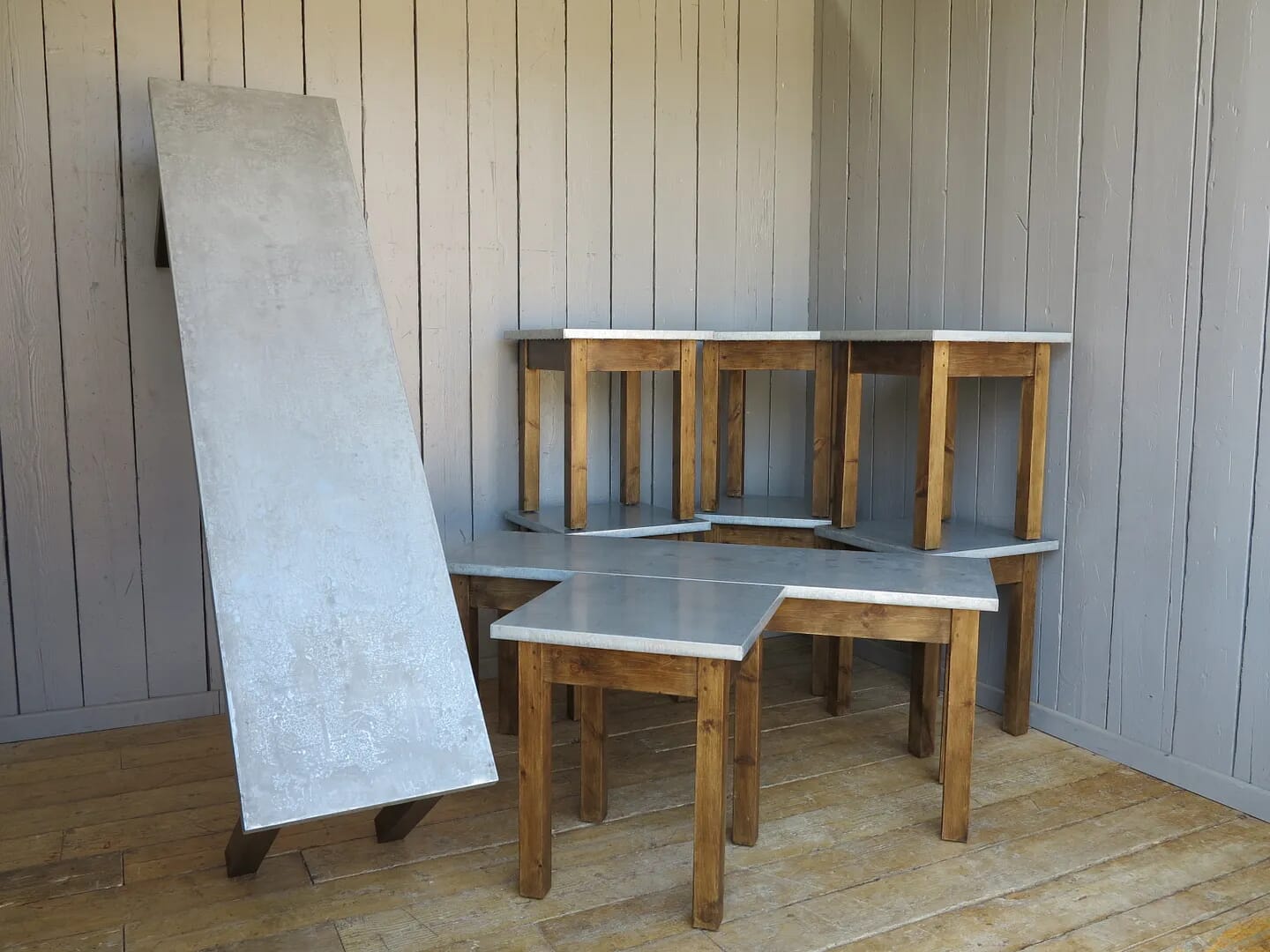 Antiqued Distressed Zinc Top Table's - D1013