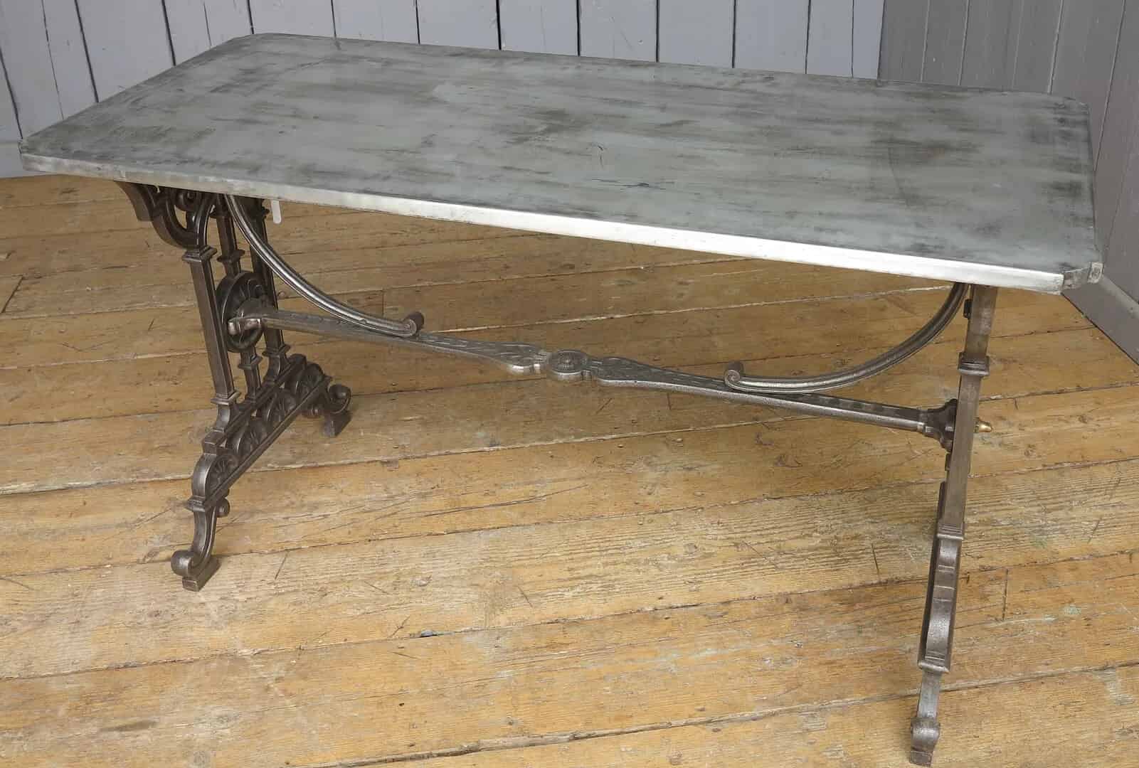Coalbrookdale Cast Iron Table Base With Antiqued Natural Zinc Top
