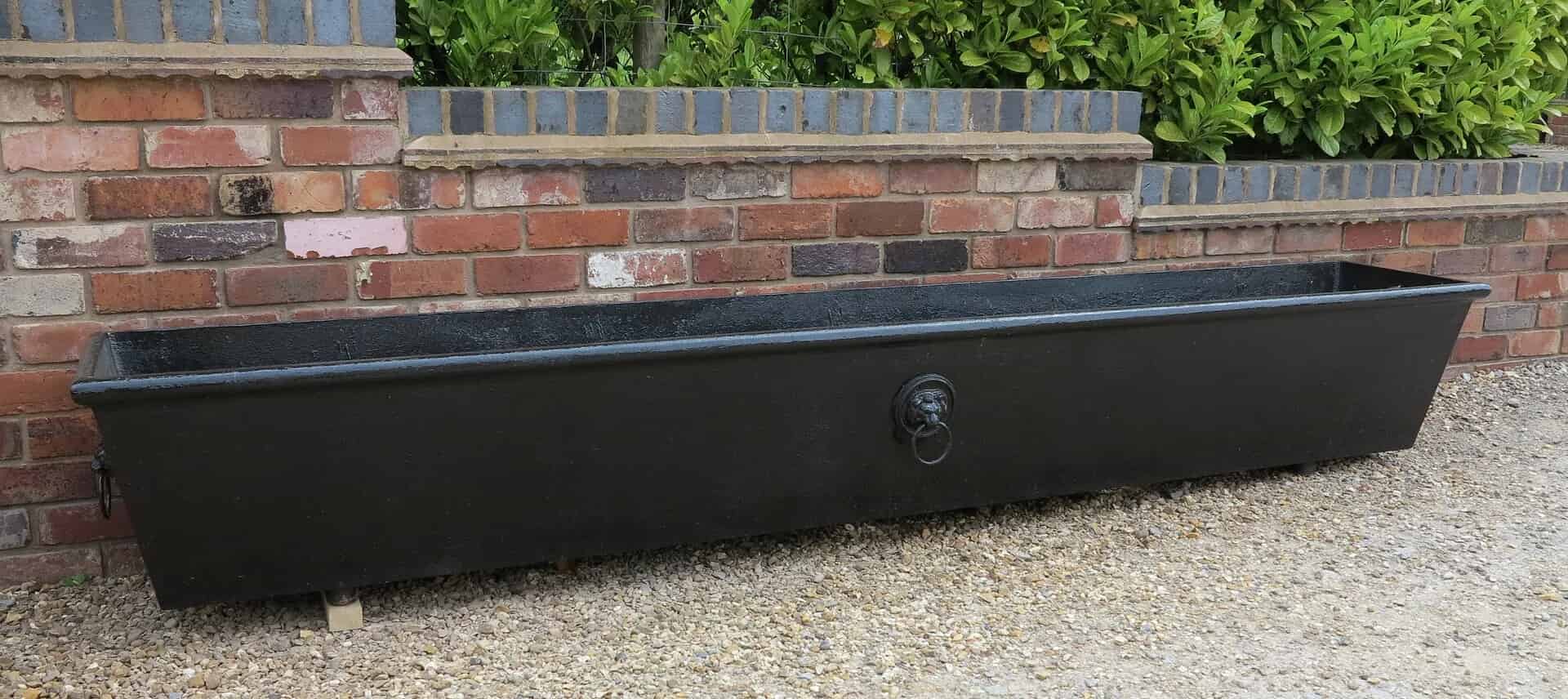 Large Victorian Cast Iron Tapered Garden Planters/Troughs