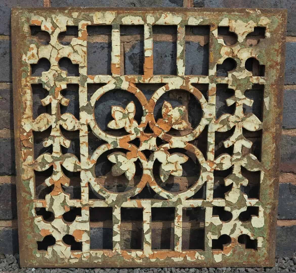 Antique Victorian Cast Iron Decorative Floor Grille