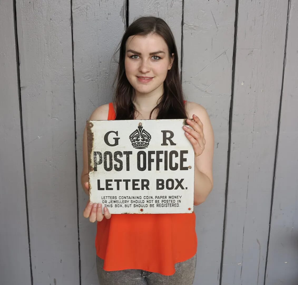 Original Royal Mail George 5th Enamel Post Office Letter Box Sign - 7891