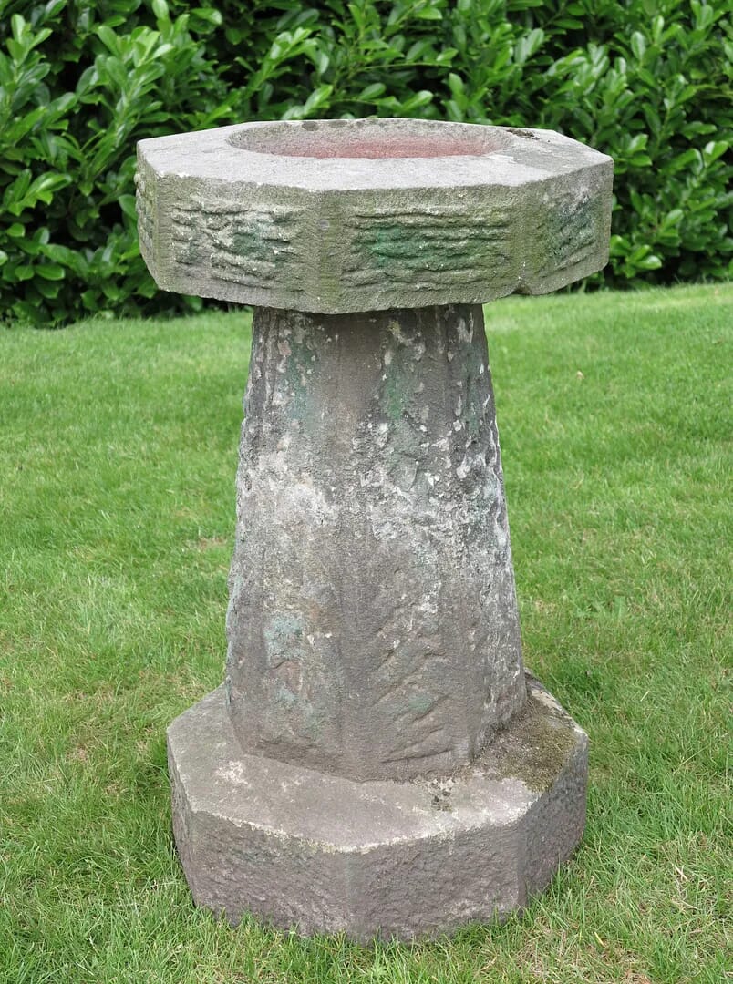 Large Garden Hand Carved Solid Stone Bird Bath - 7892