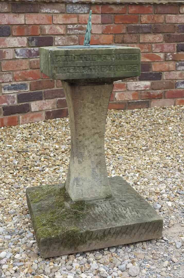 Vintage Hand Carved Solid Stone Garden Sundial