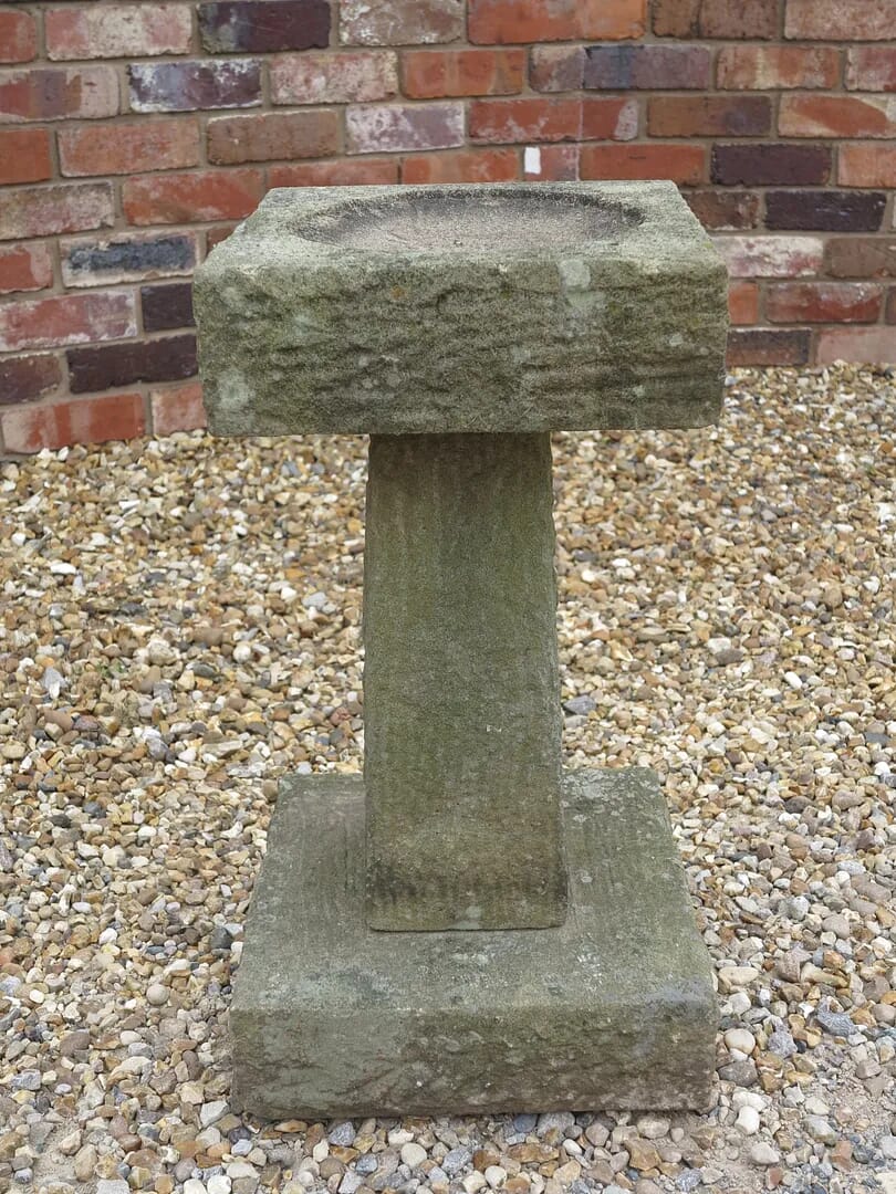 Hand Carved Solid Stone Garden Bird Bath - 7911