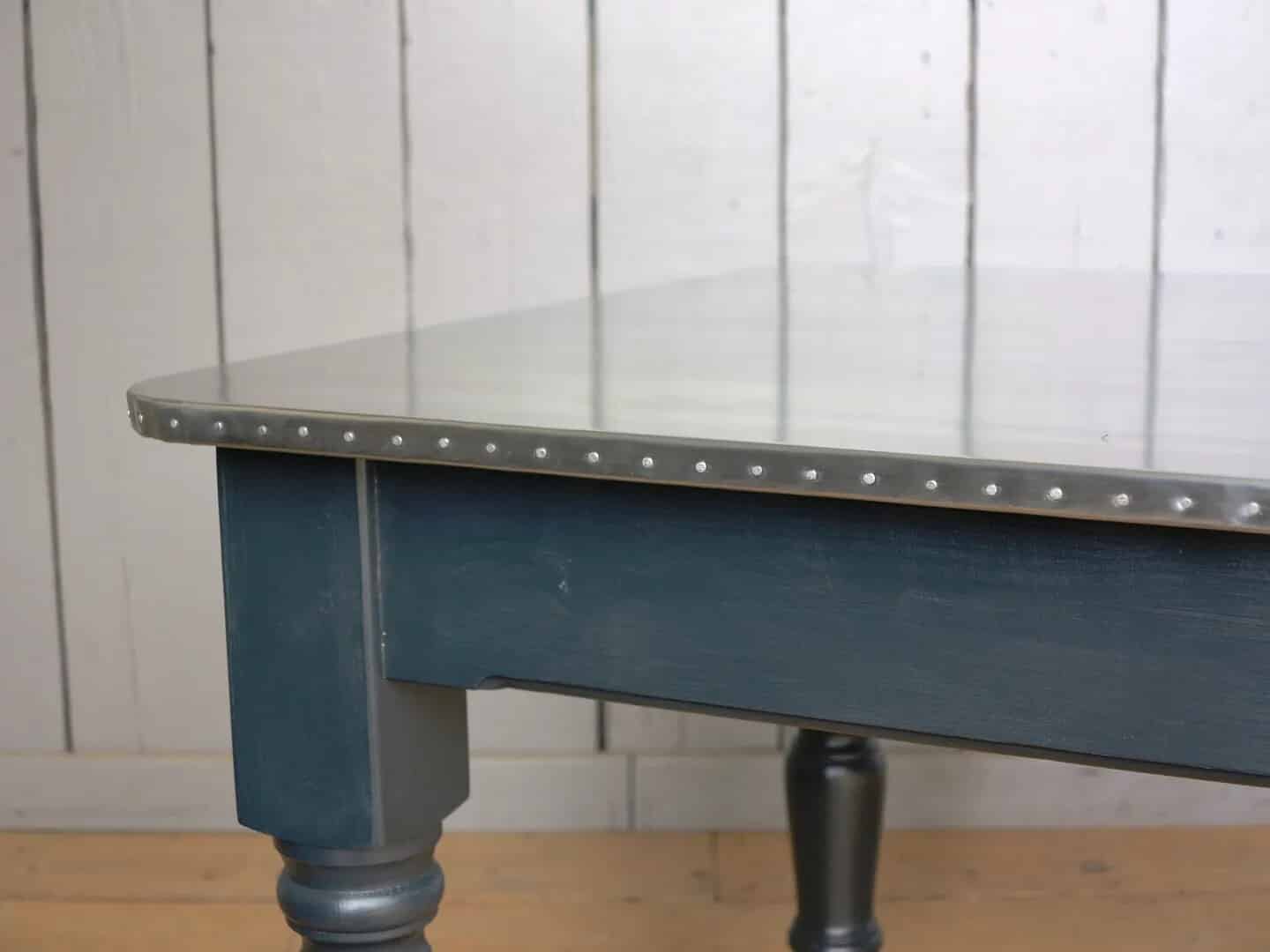 Natural Zinc Topped Dining or Kitchen Table with Nail Detail