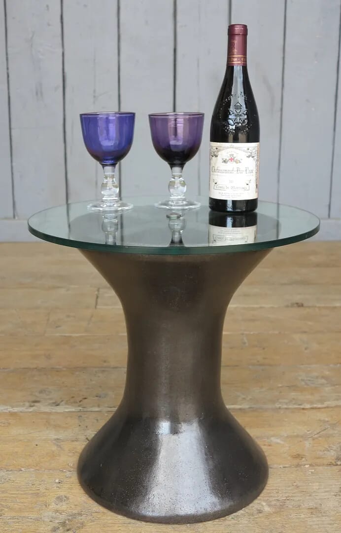Glass & Cast Iron Vintage Industrial Coffee / Side Table - 7933