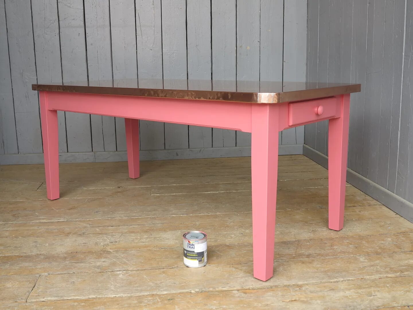 Natural Copper Table With Rounded Corners - 7919