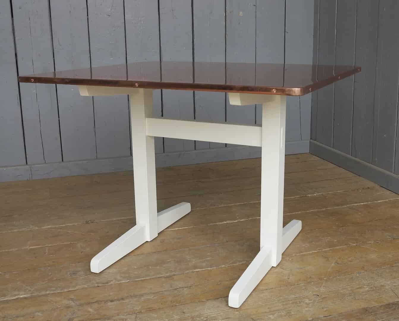 Natural Copper Table With Rounded Corners On A Refectory Style Base