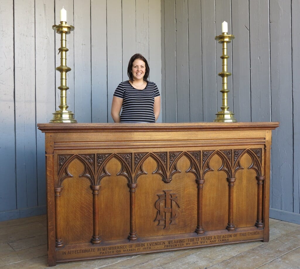 Hand Carved Solid Oak Altar Table - 7938