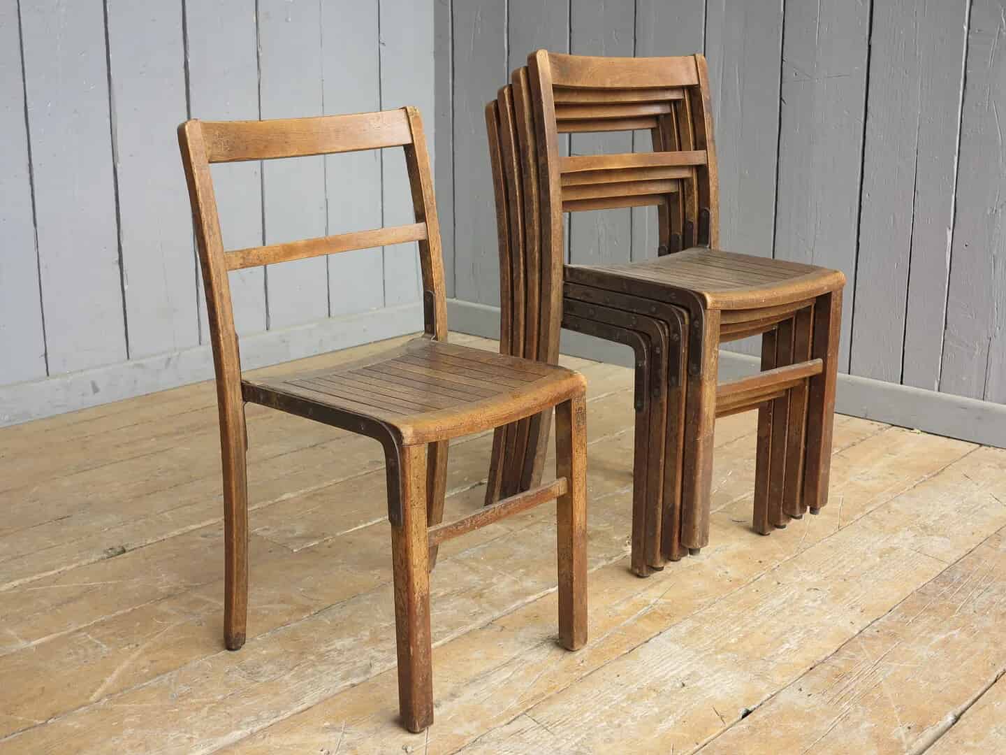 Vintage Wooden Reclaimed Stacking Chairs