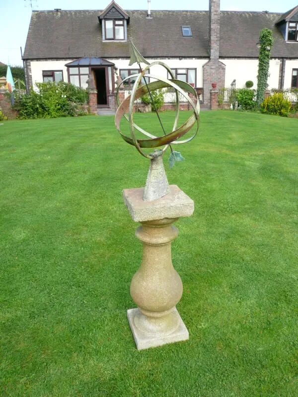 Reclaimed Victorian Plinth With Later Armilliary Sundial - 2874