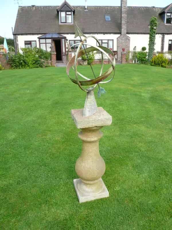Reclaimed Victorian Plinth With Later Armilliary Sundial
