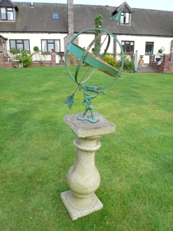 Original Victorian Plinth With Later Armillary Sundial - 2877