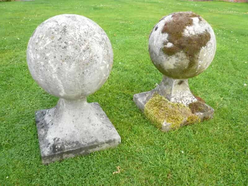 Pair Of Portland Stone Ball Finials  Circa 1882