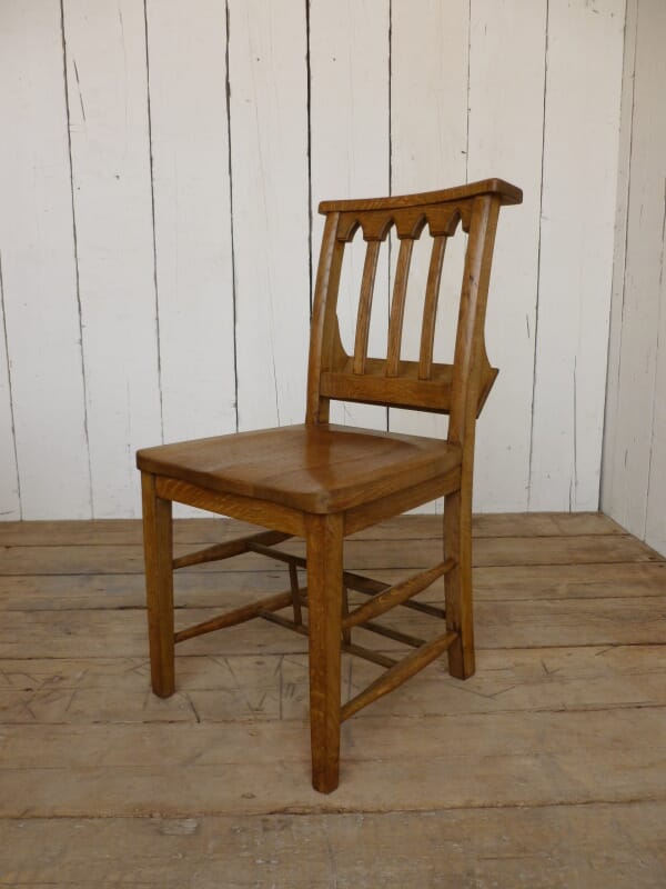 Waxed Solid Oak Antique Gothic Church Chairs - 5662/5661