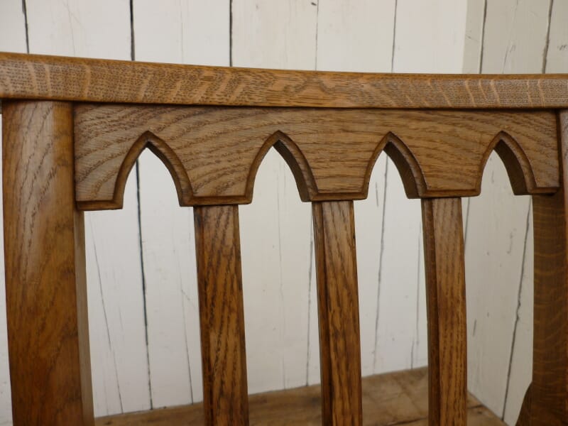 Solid Oak Antique Gothic Church Chairs - 5662