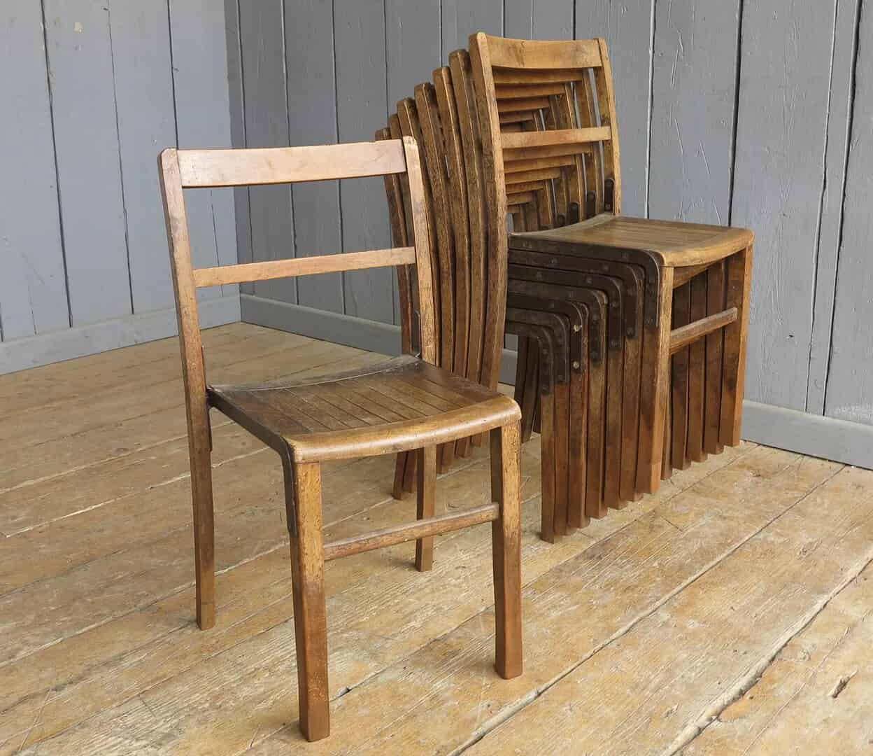 Vintage Wooden Stacking Chairs