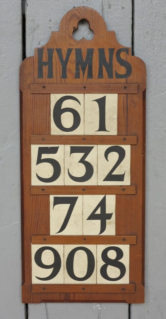 Victorian Hand Carved Oak Hymn Board & Numbers - 7966