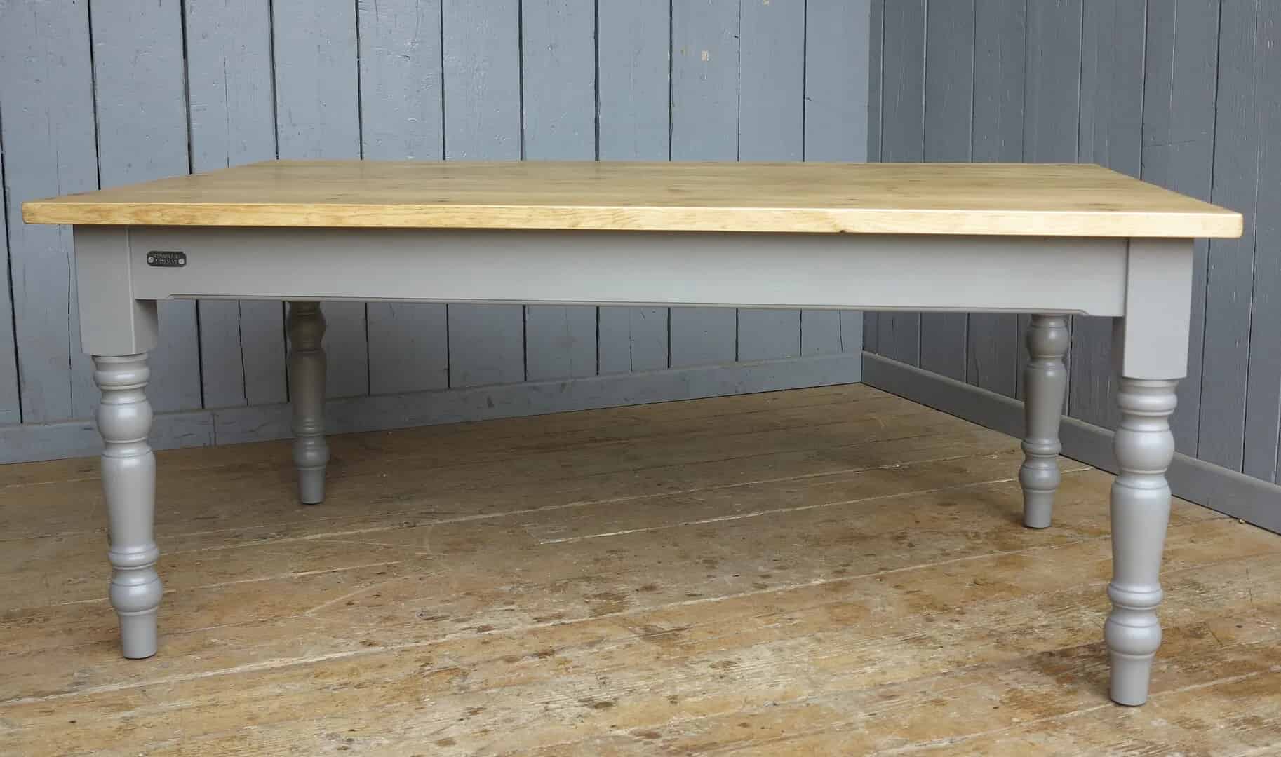 Plank Top Kitchen Farmhouse Table With Turned Legs