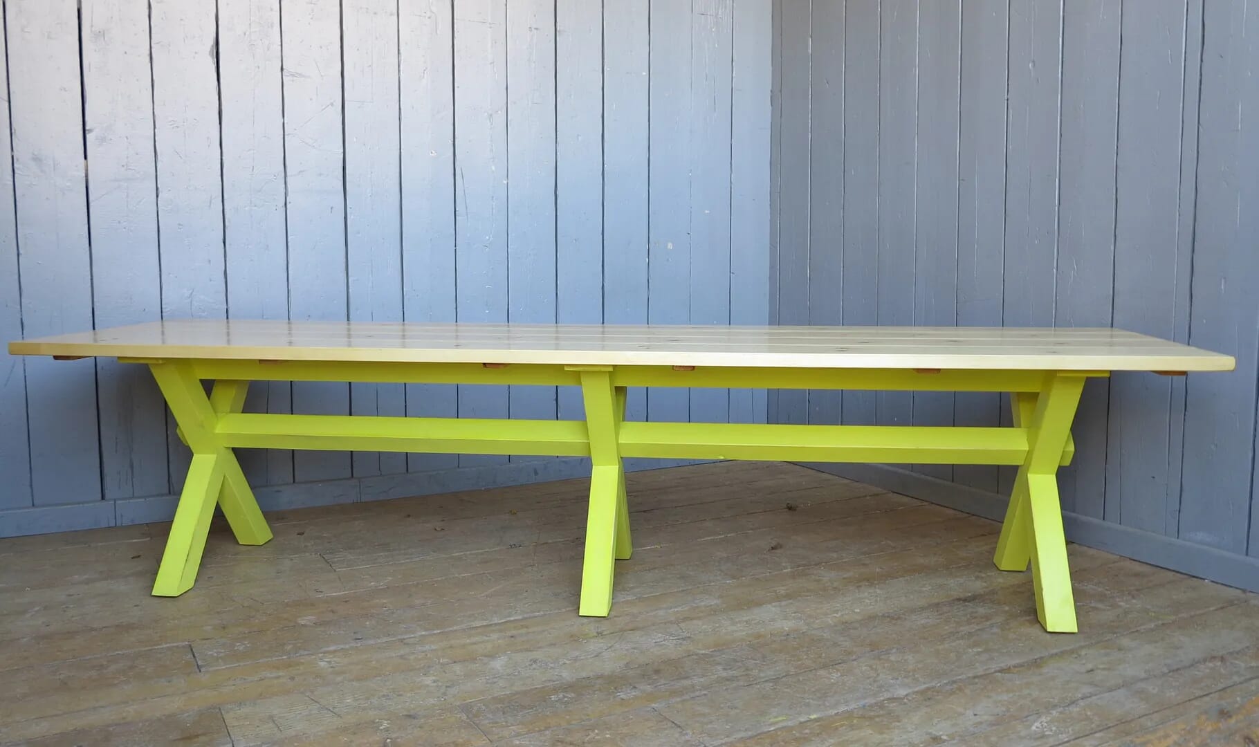 Plank Top Table With X Frame Base - D1018
